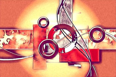 soyut renk tasarımı resim çizimi eskiz retro vintage