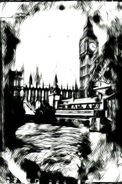 Londra sanat tasarımı çizimi çizimi eğlenceli tasarım antika retro