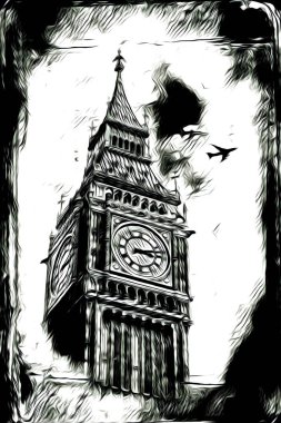 Londra sanat tasarımı çizimi çizimi eğlenceli tasarım antika retro