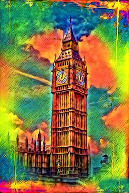 Londra sanat tasarımı çizimi çizimi eğlenceli tasarım antika retro