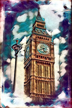 Londra sanat tasarımı çizimi çizimi eğlenceli tasarım antika retro