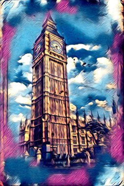 Londra sanat tasarımı çizimi çizimi eğlenceli tasarım antika retro