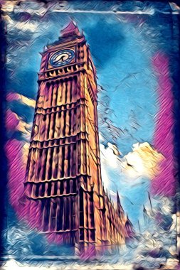 Londra sanat tasarımı çizimi çizimi eğlenceli tasarım antika retro