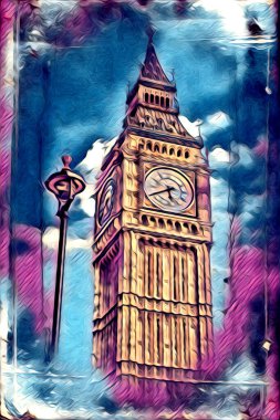 Londra sanat tasarımı çizimi çizimi eğlenceli tasarım antika retro