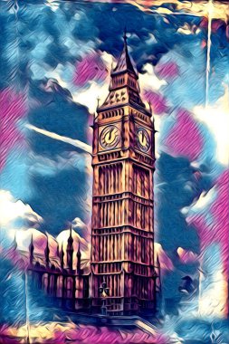 Londra sanat tasarımı çizimi çizimi eğlenceli tasarım antika retro