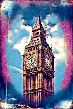 Londra sanat tasarımı çizimi çizimi eğlenceli tasarım antika retro