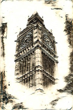 Londra sanat tasarımı çizimi çizimi eğlenceli tasarım antika retro