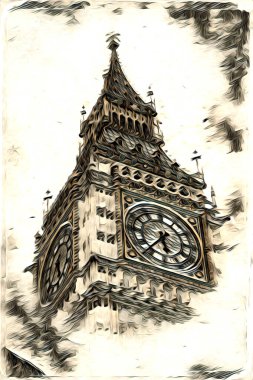 Londra sanat tasarımı çizimi çizimi eğlenceli tasarım antika retro