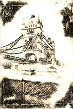 Londra sanat tasarımı çizimi çizimi eğlenceli tasarım antika retro