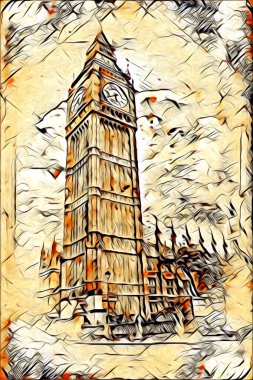 Londra sanat tasarımı çizimi çizimi eğlenceli tasarım antika retro