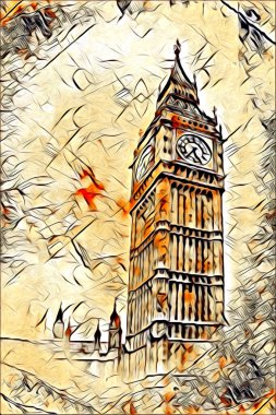 Londra sanat tasarımı çizimi çizimi eğlenceli tasarım antika retro