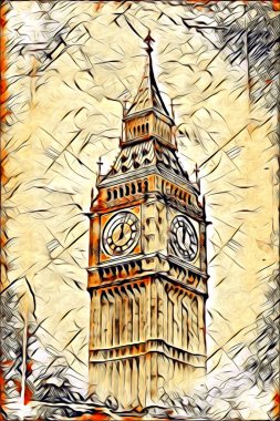 Londra sanat tasarımı çizimi çizimi eğlenceli tasarım antika retro