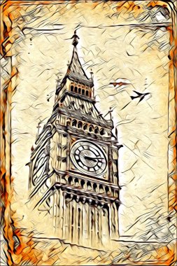 Londra sanat tasarımı çizimi çizimi eğlenceli tasarım antika retro