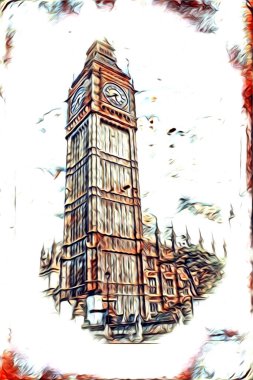 Londra sanat tasarımı çizimi çizimi eğlenceli tasarım antika retro
