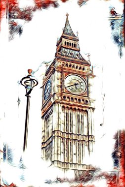 Londra sanat tasarımı çizimi çizimi eğlenceli tasarım antika retro