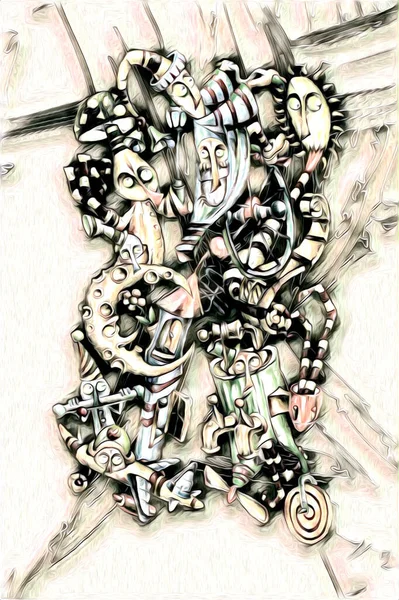 Весела Сюрреалістична Ілюстрація Малюнок Ескізний Живопис Мрія — стокове фото