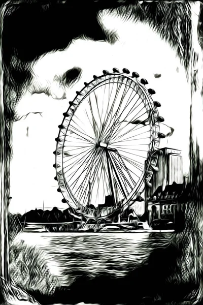 London Art Drawing Illustrch Fun Design Vintage Retro — стокове фото