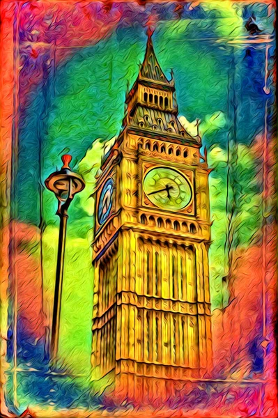 Londra Arte Disegno Schizzo Illustrazione Divertimento Design Vintage Retro — Foto Stock