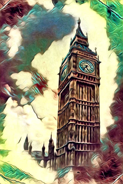 Londres Arte Desenho Esboço Ilustração Diversão Design Vintage Retro — Fotografia de Stock