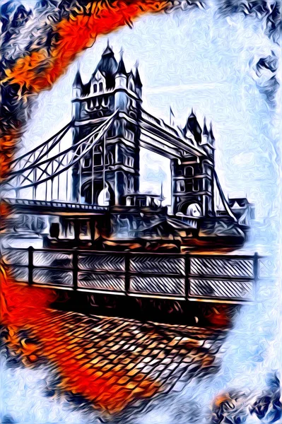 London Kunst Zeichnung Skizze Illustration Spaß Design Vintage Retro — Stockfoto