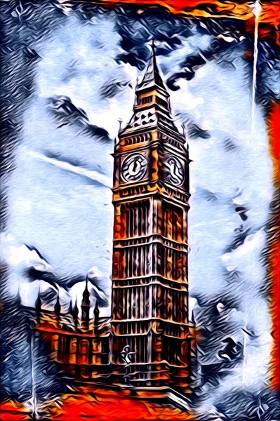 Londra Arte Disegno Schizzo Illustrazione Divertimento Design Vintage Retro — Foto Stock