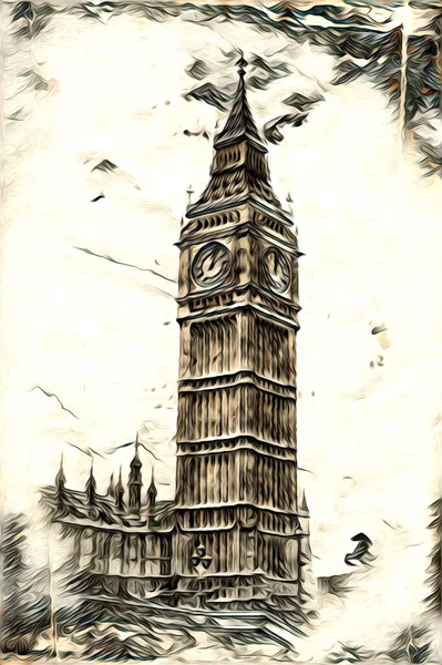 Londra Sanat Tasarımı Çizimi Çizimi Eğlenceli Tasarım Antika Retro — Stok fotoğraf