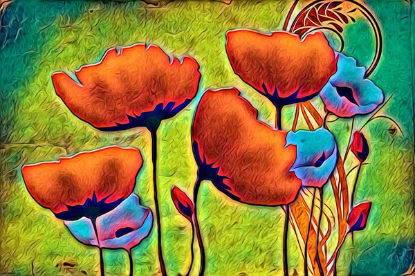 Vintage Hintergrund Mit Kunst Illustration Blumenmalerei — Stockfoto