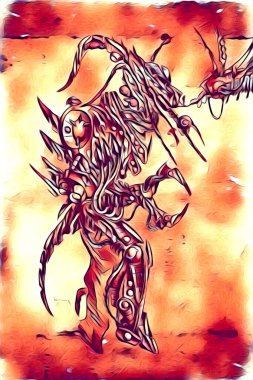 Sibernetik imgelemler gelecekteki dünyada gelecekteki metalik bilim kurgu erkek insansı sayborgun resimleridir.