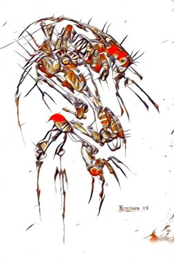 Sibernetik imgelemler gelecekteki dünyada gelecekteki metalik bilim kurgu erkek insansı sayborgun resimleridir.