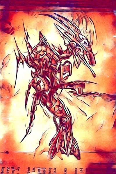 Cybernetic Visions Illustration Futuristic Metallic Science Fiction Male Humanoid Cyborg — Photo