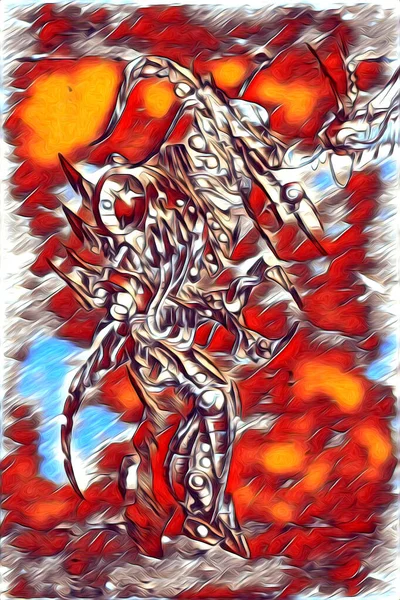 Cybernetic Visions Illustration Futuristic Metallic Science Fiction Male Humanoid Cyborg — Photo