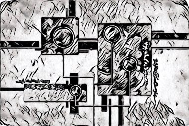 soyut renk tasarımı resim çizimi eskiz retro vintage