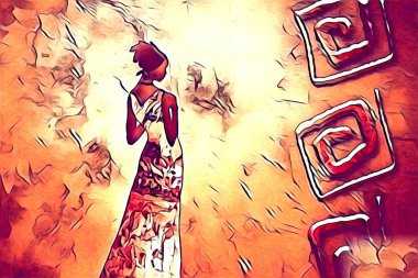 Afrikalı etnik retro vintage çizim çizimi