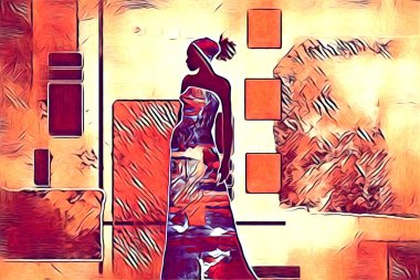 Afrikalı etnik retro vintage çizim çizimi