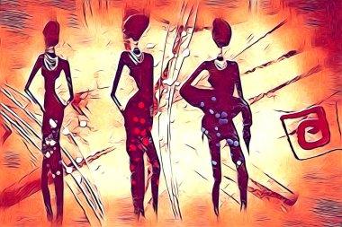 Afrikalı etnik retro vintage çizim çizimi