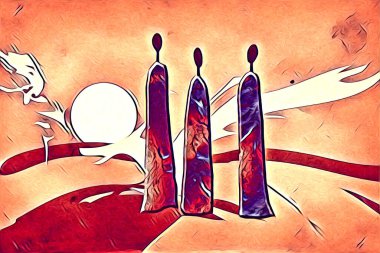 Afrikalı etnik retro vintage çizim çizimi