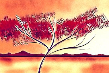 Afrikalı etnik retro vintage çizim çizimi