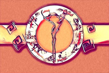 Afrikalı etnik retro vintage çizim çizimi