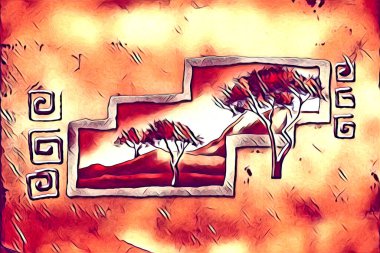 Afrikalı etnik retro vintage çizim çizimi