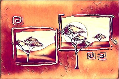 Afrikalı etnik retro vintage çizim çizimi