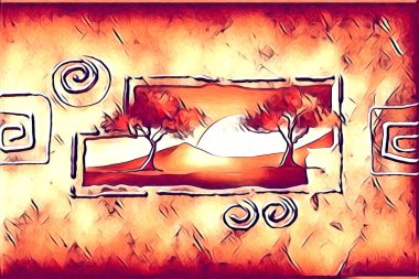 Afrikalı etnik retro vintage çizim çizimi