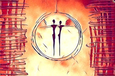 Afrikalı etnik retro vintage çizim çizimi