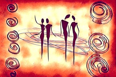 Afrikalı etnik retro vintage çizim çizimi