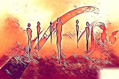 Afrikalı etnik retro vintage çizim çizimi