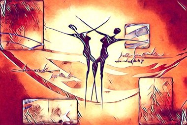 Afrikalı etnik retro vintage çizim çizimi