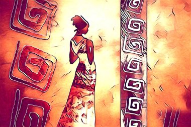 Afrikalı etnik retro vintage çizim çizimi