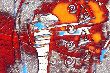 Afrikalı etnik retro vintage çizim çizimi