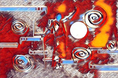 Afrikalı etnik retro vintage çizim çizimi