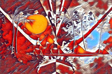 Afrikalı etnik retro vintage çizim çizimi