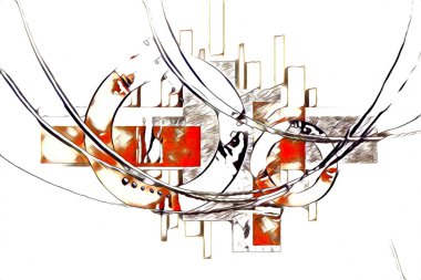 soyut renk tasarımı resim çizimi eskiz retro vintage